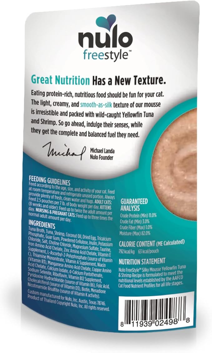 Nulo Freestyle Wet Cat Food 24 Pack Mousse, Smooth As Silk Texture with High Animal-Based Protein for Complete and Balanced Nutrition Your Kitten to Senior Cat Will Crave