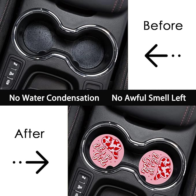 Car Coasters for Cup Holders,2 Pack Pink Cowgirls Car Cup Holder Coasters,2.75" Universal Size Anti Slip Rubber Mat,Automotive Cup Holder Decor Accessories,Cowgirl Birthday Gift for Women