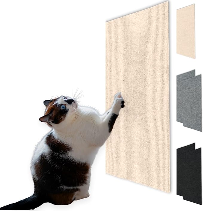 Cat Scratch Mat (6-Pack 2 per Color, 3 Colors), 23.6’’ x 11.8’’ Versatile Self-Adhesive Replacement Easy Use for Cat Trees, Cat Wall Furniture, Scratching Posts, and Couch Protection