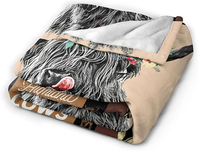 Highland Cow Throw Blanket Gifts for Women Adults Print Ultra Soft Cozy Plush Fleece Warm Lightweight Living Room Decor 40''X50''