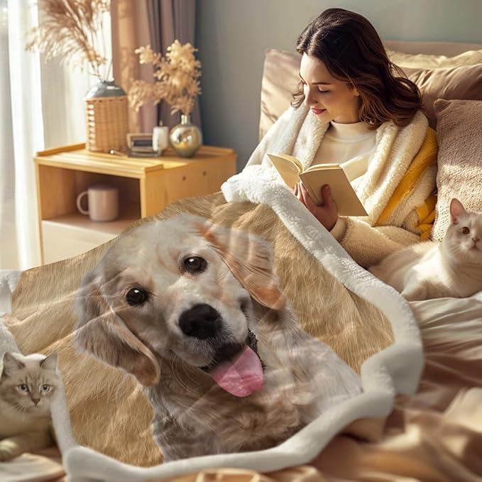 Sleepwish Sherpa Fleece Blanket Golden Retriever Plush Throw Blanket Warm Fuzzy Dog Blanket for Couch Sofa Bed, King(108"x90")