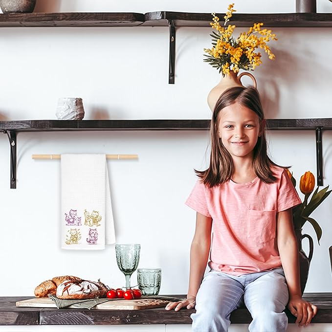 Cat Kitchen Towels for Lovers, Hand and Dish Tea Towels, Gifts for Women, Cute Mom Presents, Kitchen Bathroom Decor, 16x24 Inch