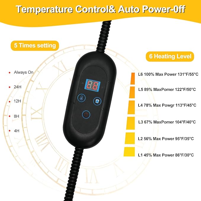 Cat Heating Pad with Timer, Pet Heating Pad 6 Adjustable Temperature Waterproof Dog Heated Pet Mat Indoor Electric Heated Cat Bed Washable Heated Pet Pad for Pets Cats Dogs with Chew Resistant Cord