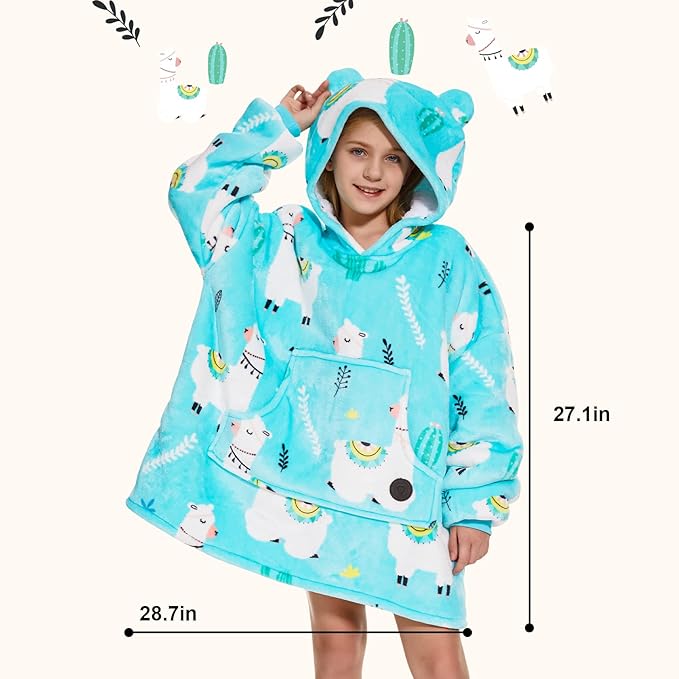 THREE POODLE Wearable Blanket Hoodie, Glow in The Dark Oversized Hoodie Blanket, Sherpa Hooded Blanket Sweatshirt for Adults Women Men Kids, Cozy Gifts