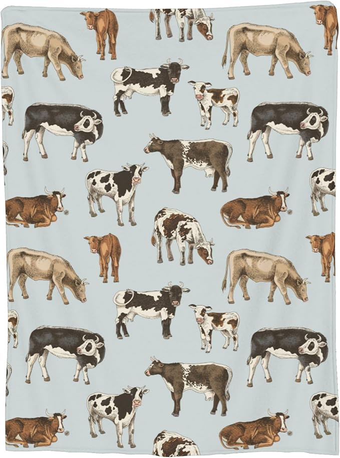 Cow Blanket Throw 60"X50", Cozy Lightweight Plush Cow Print Blanket, Gifts for Kids Women