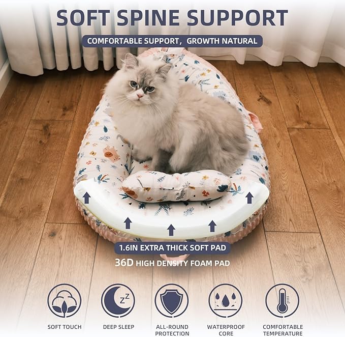 Cat Bed Kitten Bed,Washable Cat Beds for Indoor Cats,Pet Bed for Puppy and Kitty, Extra Soft & Cotton Cover Small Dog Bed