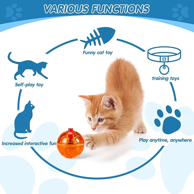 Frienda 4 Pieces Ghost Hunting Cat Ball Motion Light Up Cat Balls LED Motion Activated Cat Ball Motion Light Up Cat Dog Interactive Toys Pet Glowing Mini Running Exercise Ball Toys (Classic Color)