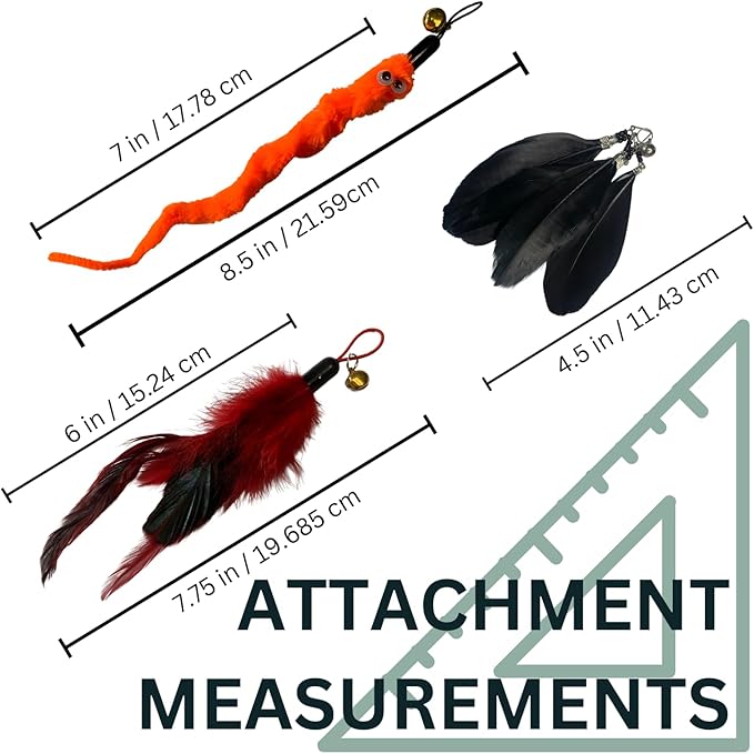 Interactive Cat Toy - Kitten Toys - Cat Wand Toy - Indoor Cat Toys - Cat Exercise - Cat Feather Wand- Cat Stick Toy - Cat Teaser Wand - Cat Worm Toy - Cat Play - Cat Toy Stick - Wand Cat Toy