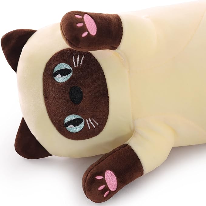 Long Cat Plush Pillow Soft Body Pillow, Stuffed Animal Cotton Kitten Sleeping Throw Gift for Kids Girlfriend(110CM,Beige), 110cm/43.3inch