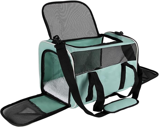 Carriers Soft-Sided Large Pet Carrier for Cats Dogs Small Animals Up to 35Lbs,Top Load Carrier,Ventilated Design,Portable Cat Carrier Airline Approved(X-Large,Green)