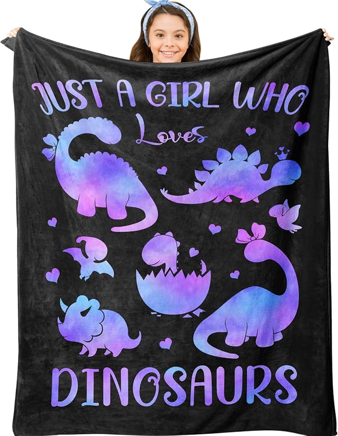 Dinosaur Blanket, Dinosaur Gifts for Girls Kids, Just a Girl Who Loves Dinosaurs Blankets, Dino Stuff for Women, Best Gift Ideas for Dinosaurs-Lover Blanket 40"X50"