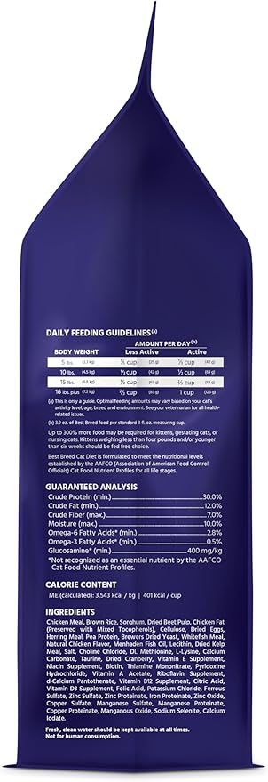 Best Breed Cat Diet Made in USA [Natural Dry Cat Food for All Ages] - 4lbs.