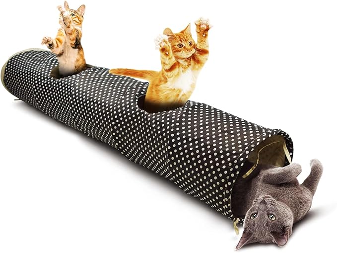 Collapsible Classic Cat Tunnel Toys (49.2"),with Plush Ball, Easy to Clean,U-Shaped Cat Play Tunnel for Indoor Cat, Kitty, Kitten…