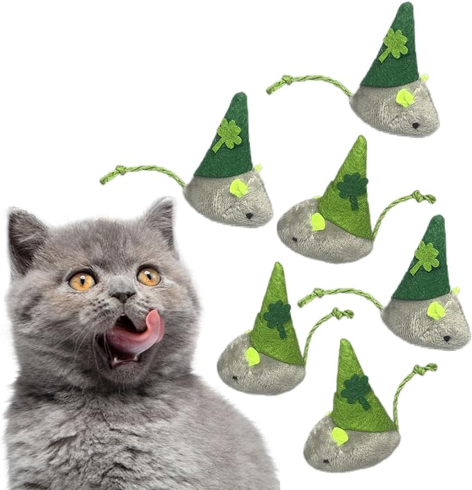 St. Patrick's Day Cat Toy Catnip Toy Mouse Toy-6 Packs