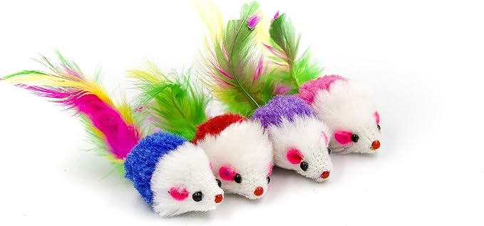 Fluffy Cheezers Interactive Catch Play with Rattle Sound Mice Toys for Cats, Box of 20 Mice – Perfect for Pet’s Lovers