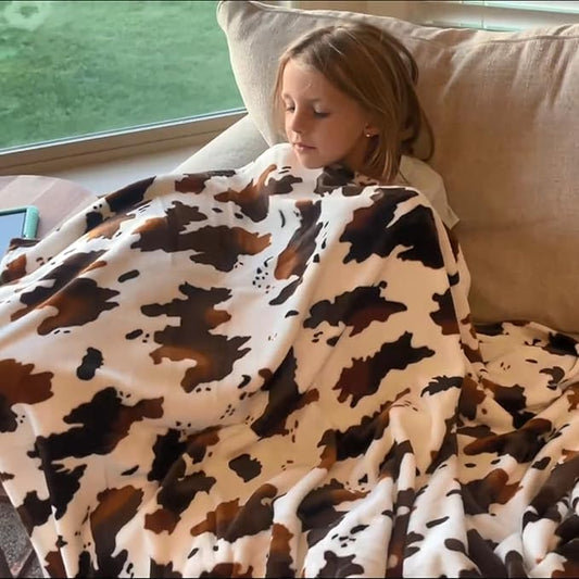 Cow Print Blanket | Soft Cozy Plush Fleece Western Cow Blankets Stuff | Couch Sofa Bed Cow Blankets Throws | Girls Boys Gifts Teens Adults Birthday Valentine's Day Gift 50"x60" Black Brown