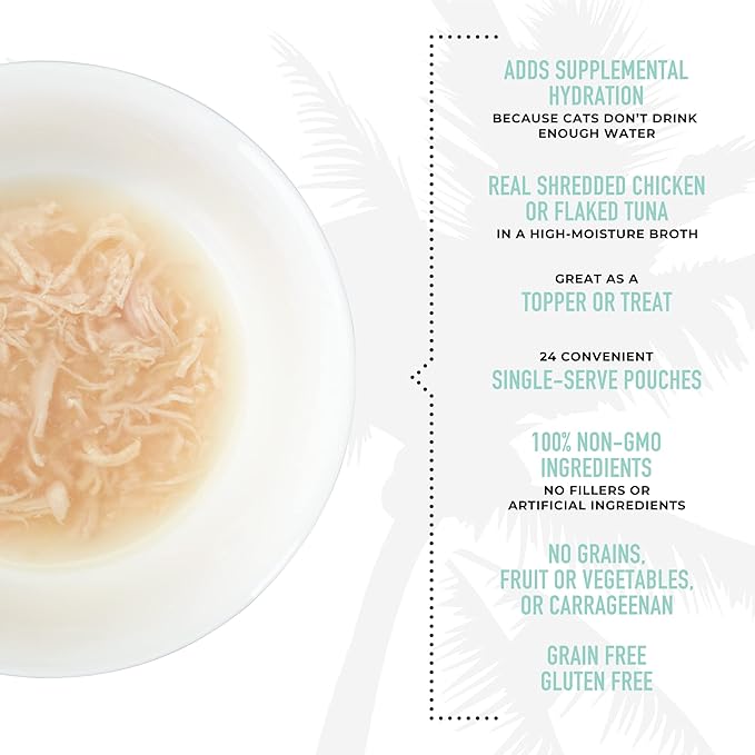 Tiki Cat Born Carnivore Broths Wet Cat Food Topper, Variety Pack 1.3 oz. Pouch (24 Count)