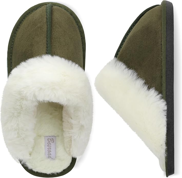 Besroad Winter Fuzzy House Slippers Sandals Plush Faux Fur Fluffy Flats Slippers Warm Slide Shoes for Women