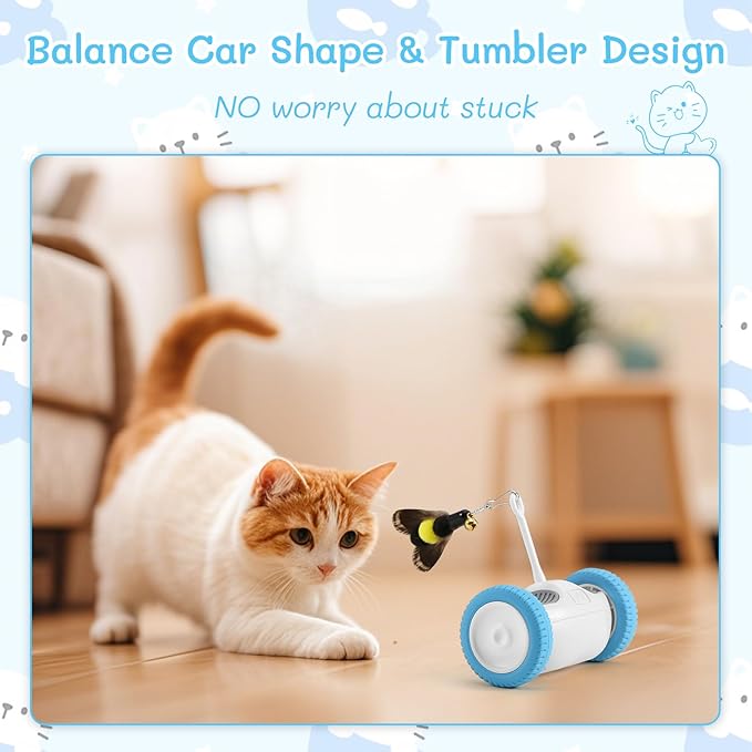 Interactive Cat Toy, Kitten Toy for Indoor Cats, Automatic Cat Toy with LED Lights, Cat Mouse Toy, USB-C Rechargeable