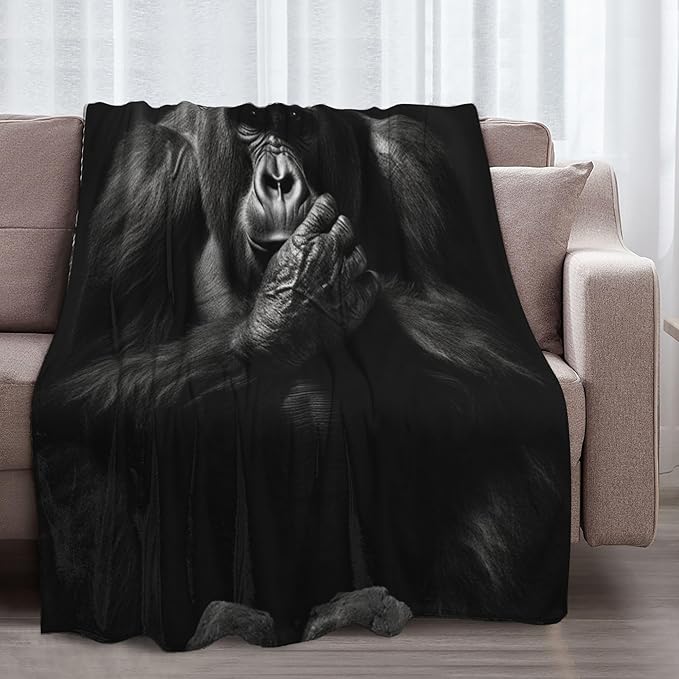 Chimpanzees Animal Soft Throw Blanket Flannel Fleece Blankets Warm Cozy Lightweight Fuzzy Blanket for Bed Sofa Couch Home Decor 80"X60"
