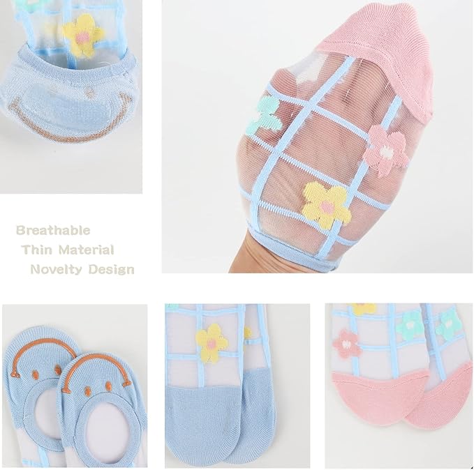 Benefeet Sox Sheer No Show Socks Women Girls Cute Thin Mesh Low Cut Liner Socks for Loafers Boat Shoes