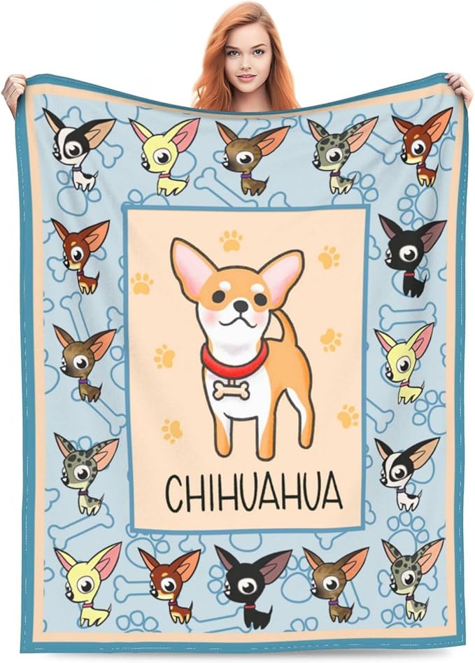 Chihuahua Blanket Chihuahua Decor Throw Blanket Super Warm Soft Plush Lightweight Fleece Flannel Winter Gifts for Girls Baby Kids Women Boys Adults Couch Bedding 40"X50"