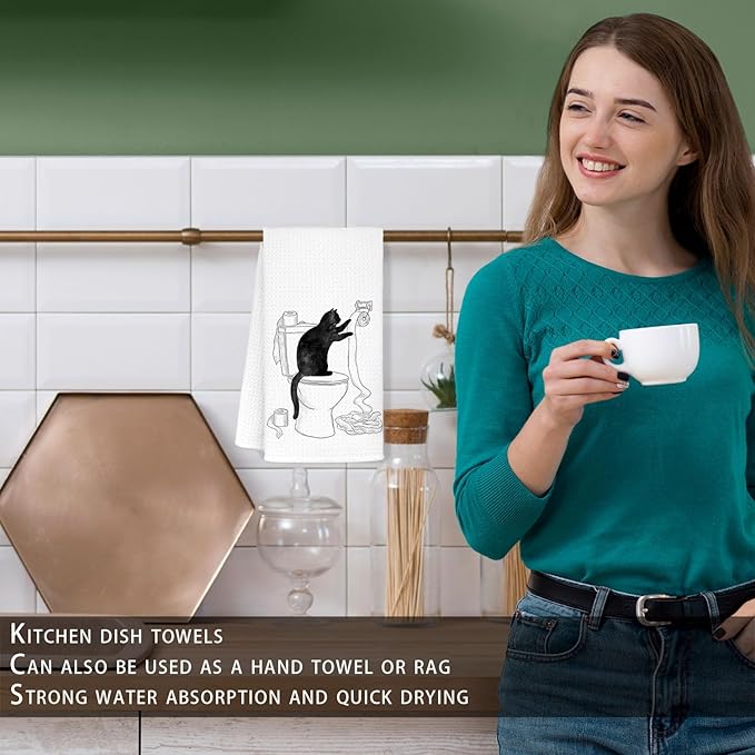 Funny cat Hand Towel for Bathroom,Black Cat Decor, cat Lover Gifts for Women, Cat Towels for Cat Lovers, Cat Bathroom Decor, Black cat Gifts for Women cat Lovers, 16x24