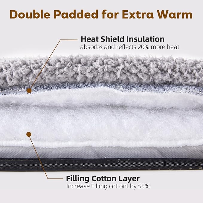 Self Warming Cat Bed Self Heating Cat Pad 29 x 19 inch Thermal Pet mat for Indoor Outdoor Pets Double Filled Cat Mat with Washable Removable Cover Non-Slip Bottom (Light Gray)