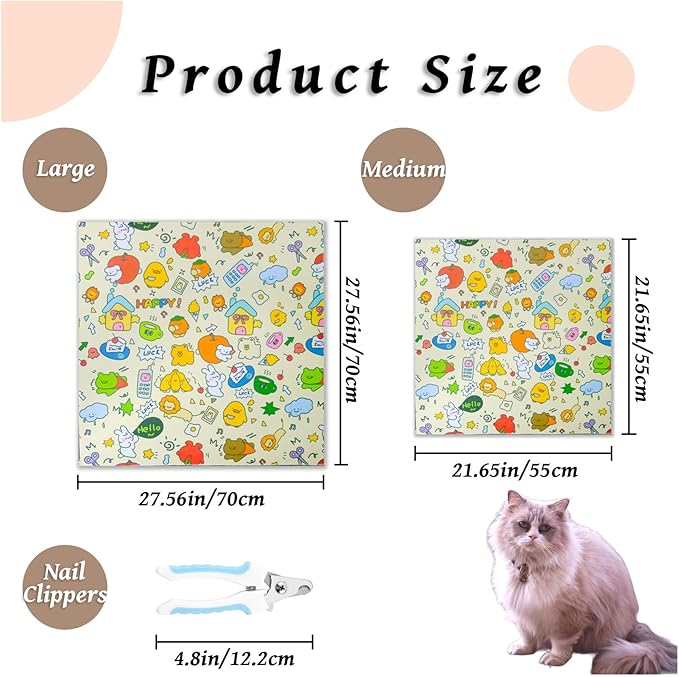 2025 New Cat Wrap for Grooming, Self-Adherent Cat Wrap for Cutting Nails with Cat Nail Clipper, Anti-Escape Cat Restraint for Nail Clipping, Ear Cleaning and Teeth Brushing (XL)