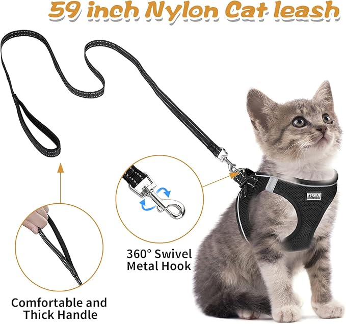 Cat Harness and Leash Escape Proof,Soft Adjustable Kitten Vest Harness for Walking Reflective Easy Control Pet Harness for Cat Small Dog Puppy