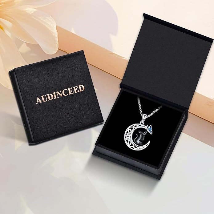 Black Cat/Dolphin/Bat Necklace Animal Pendant 925 Sterling Silver Cute Animal Jewelry Graduation Gifts for Women Men Animal Lovers Christmas Holiday Birthday Fathers Day