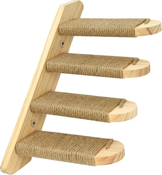 Cat Climbing Shelf Wall Mounted, Cat Wall Steps Shelves Cat Stairs Ladder Four Step Cat Stairway with Jute Scratching for Cats Perch Platform Supplies (1 Cat Stair)