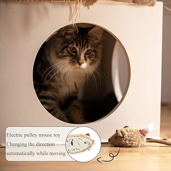 Vealind GiGwi Interactive Cat Toys Auto Moving Mice with Lifelike Squeaky Sound Mouse Toy (Coffee)