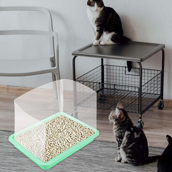 20 Cat Litter Box Shields, Clear Cat Litter Box Splash Guard with Double Sided Tape High Sided Kitty Litter Pan Box Pee Shields for Open Top Privacy Screen (Litter Box Not Included), 12 x 16in