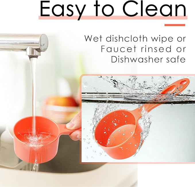 SUPERDESIGN Dog Food Scoop Cat Food Scoop Ice Scoop Flour scoop Candy scoops Dry Measuring Cup Plastic Scoop for Canisters and Freezer 1/2 Cup Food Grade Melamin (Tomato ½ Cup)