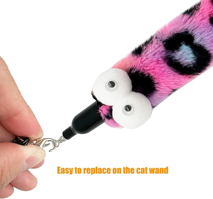 Cat Worm Toy Refills Cat Wand Replacement Worms Cat Toy, 8 PCS Cat Wand Attachments Assorted Worm Feather for Cat Toys