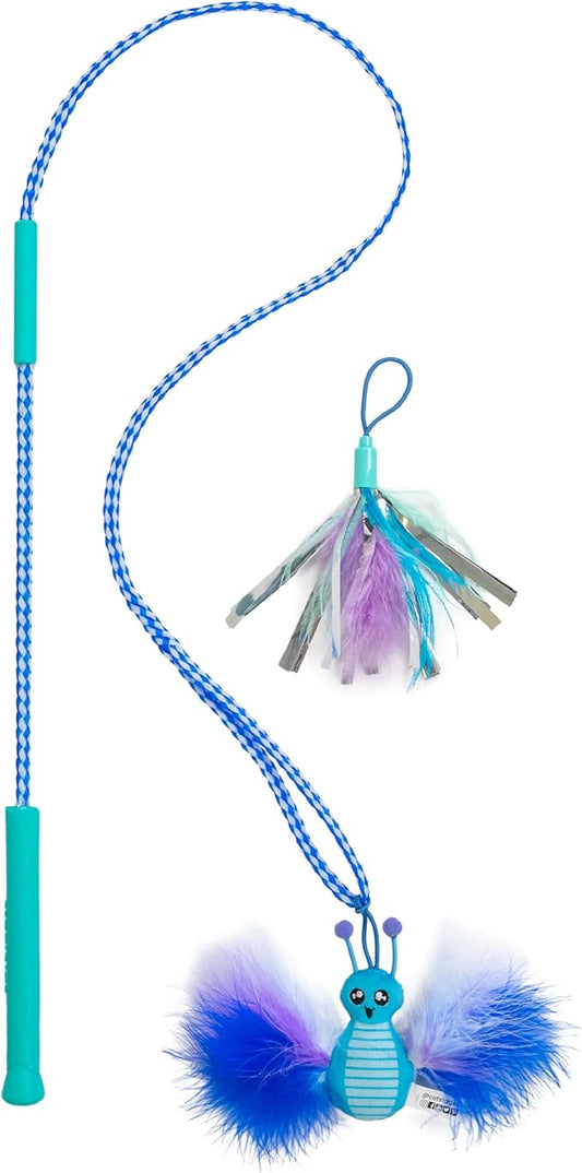 Catstages Tail Teaser Air Prey Play Wand with Catnip Toy Attachments Interactive Cat Wand