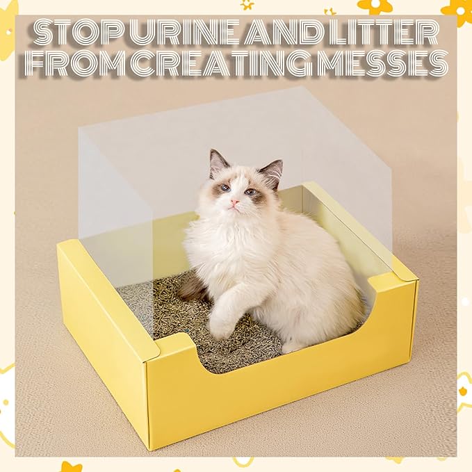 4Pcs Cat Litter Box Pee Shields, Splash Guard for Open Litter Boxes, Easy to Clean, Reusable and Removable (Litter Box Not Included)