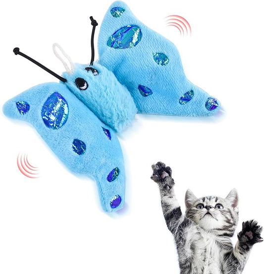 ORSDA Cat Toys, Cat Wand Toy for Indoor Cats, Replacement Cat Teaser Toys, Interative Cat Toy for Cats with Bell, Cat Feather Toy for Cats to Chase and Exercise(Blue Butterfly)