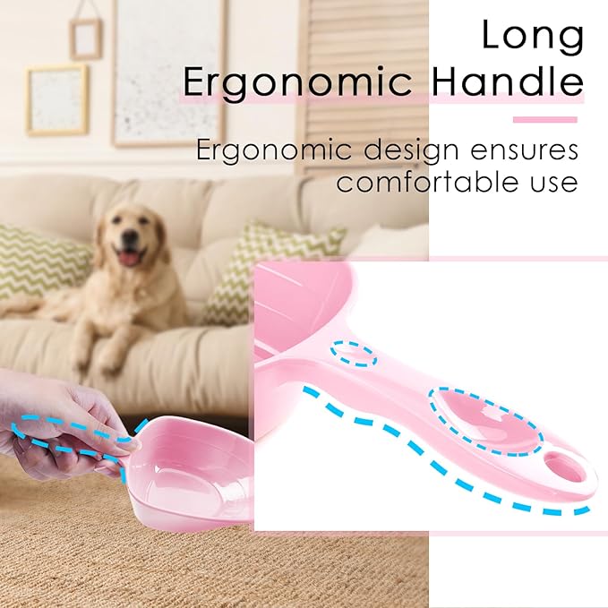 Melamine Pet Food Measuring Scoop, 1 Cup 1/2 Cup 1/4 Cup with Clear Measurement Lines for Dog, Cat, Bird, and Rabbit, Durable, Ergonomic Handle, Dishwasher safe-Pink