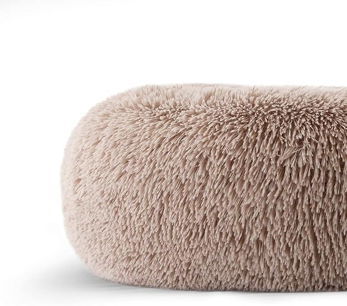 Cat Beds for Indoor Cats - Cat Bed Washable 20/24 inches, Dog Beds for Small Medium Dogs, Anti Anxiety Round Fluffy Plush Faux Fur Cat Bed, Thick Bottom (Brown, Medium)