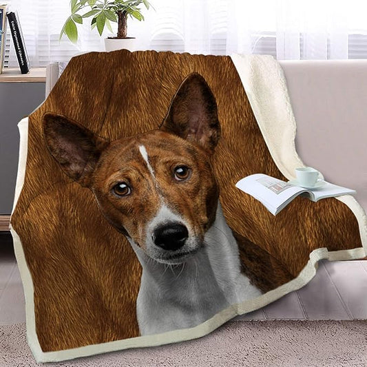 BlessLiving Basenji Throw Soft Blanket Sherpa Fleece Lined Blanket Pet and Dog Lovers Home Throw Blankets (Throw, 50 x 60 Inches)