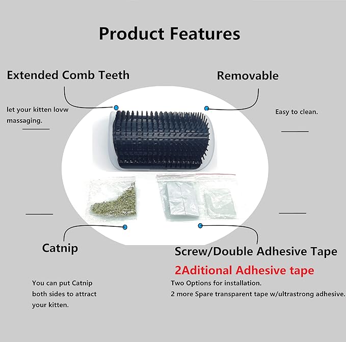 Softer Cat Self Groomer with Corner Scratcher, Wall Scratchers, Face Scratcher, Brush and Catnip