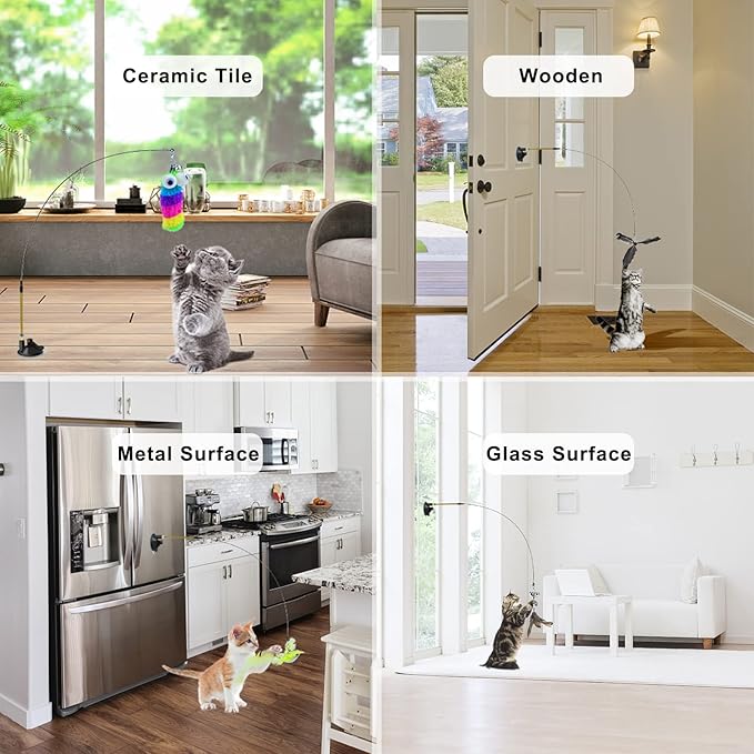 Interactive Bird Simulation Cat Toy Set Suction Cup Cat Wand Toy for Indoor Cats Suitable for Kitten to Play Exercise