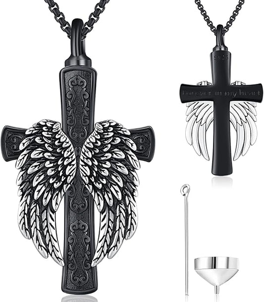 Aniu Cremation Jewelry for Ashes S925 Sterling Silver Urn Necklace Memorial Necklace for Human Ashes of Loved Ones Keepsake Pendant for Men Women