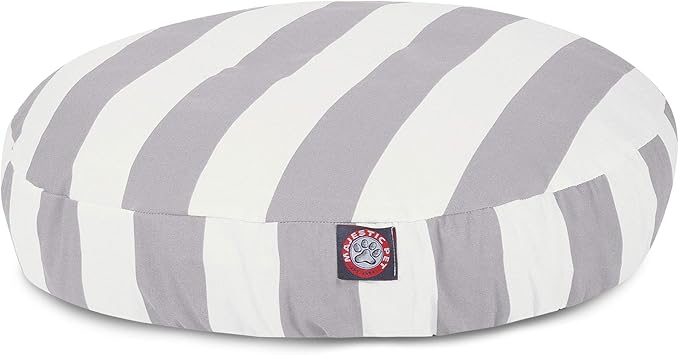 Majestic Pet Indoor Outdoor Vertical Stripe Round Pet Dog Bed with Removable Washable Cover, Gray, Medium