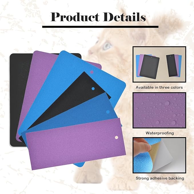 6 PCS Cat Nail File Scratching Strips,5.5x14.6''Nail File for Cats Scratch Liner,Cat Nail File Scratcher with Hanging Hole Peel Stick Kitten Scratching Manicure Sandpaper for Litter Box(Purple)