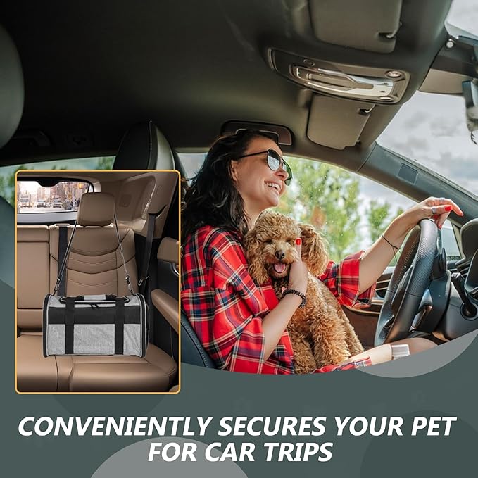 Carriers Soft-Sided Pet Carrier Case for Small Medium Cats Dogs Puppy Under 15 lbs,Airline Approved Cat Carrier with 4 Ventilated Windows (Medium,Grey&Black)