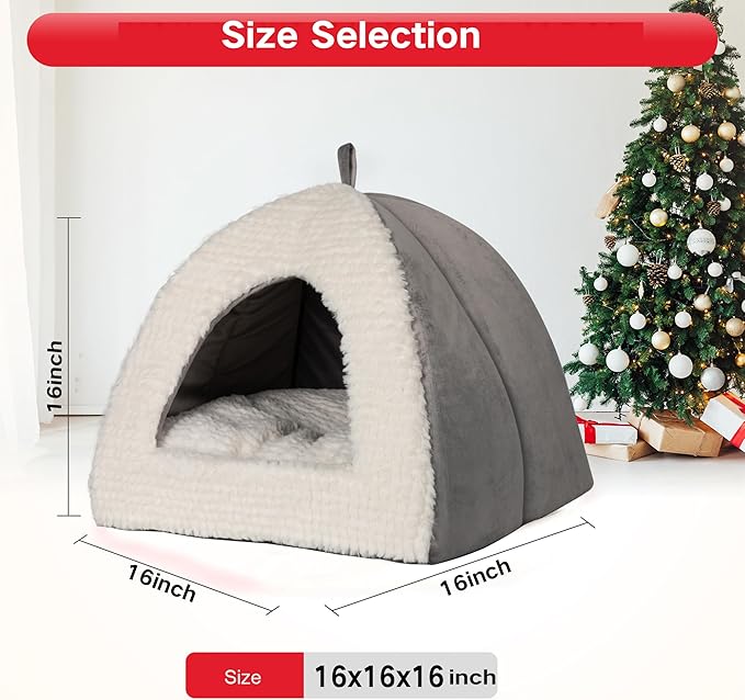 Cat Cave Bed for Indoor Cats, Warm Cat Beds/Dog Beds for Small Dogs Cat Tent Bed for Puppy Kitten with Removable Cushion