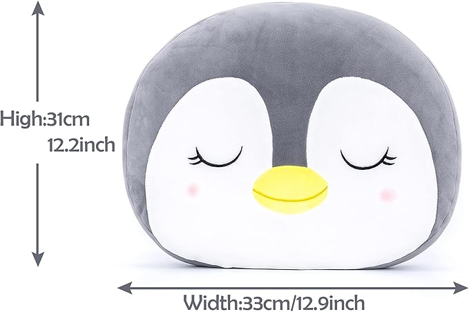 Lazada Penguin Plush Pillow Toys Pillows Soft Toy Girls Gifts for Toddler Gray 15 Inches…